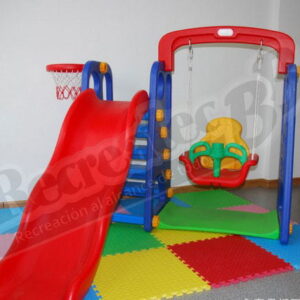Foto real del Juego infantil con columpio y resbaladilla modelo RIBB-2I011 para escuelas y jardines - Recreatec BB