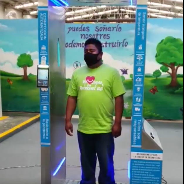 CABINA DE TRIPLE DESINFECCIÓN Y SENSOR ULTRASÓNICO CON MEDICION DE TEMPERATURA INTEGRADO RIBB-C006