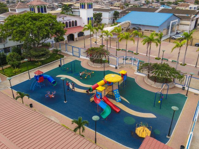 Vista aérea de parque infantil Vista aérea de parque infantil