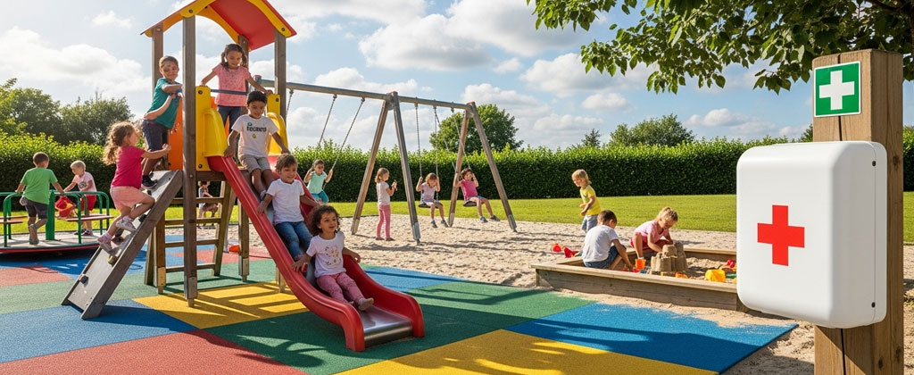 Kit de primeros auxilios en áreas de juego infantil Imagen de Kit de primeros auxilios en áreas de juego infantil