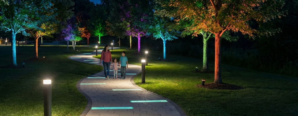 ¿Cómo funciona la iluminación inteligente en parques urbanos?